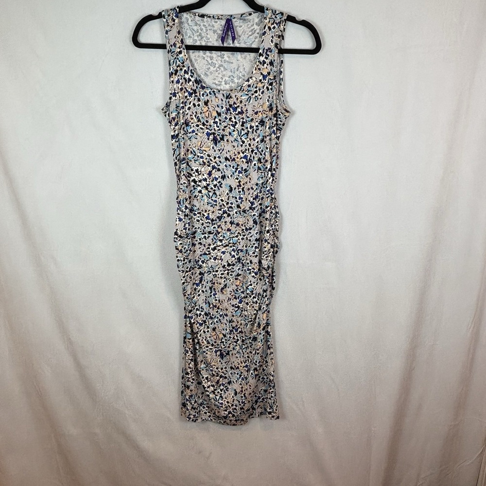 Seraphine Maternity Women's Floral Grey Blue Print Sleeveless Dress size‎ US 4